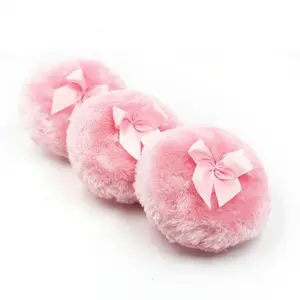 Pink Pure Cotton Cosmetic Puff Loose Powder Velour Velvet Super Softer Power Puff