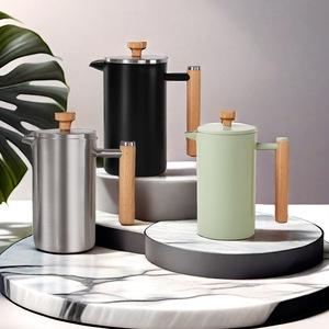 Acier inoxydable SS304 Double paroi Isolé Presse Française Cafetière Moka Pot <span class=keywords><strong>Cafetiere</strong></span> Café et Thé Outils - Product Image 1