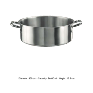 Casserole peu profonde en acier inoxydable Ø 45 cm H 15,5 cm, 24,4 L Pintinox - Product Image 3