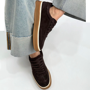 Chaussures de skate rétro en daim à lacets, économiques, respirantes, légères, antidérapantes, résistantes à l'usure, semelle épaisse, couleurs assorties, pour le quotidien - Product Image 5