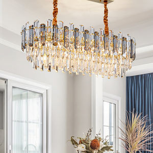 Hotel Room Hanging Pendant <b>Light</b> Modern Grey Clear Gold Luxury K9 Crystal <b>Chandelier</b> - Product Image 1