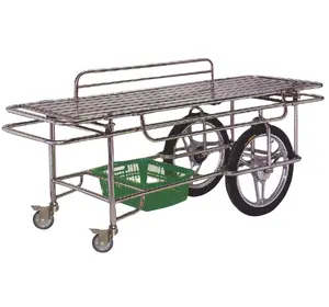 Stainless steel stretcher with 2 small wheels&2 bog wheels