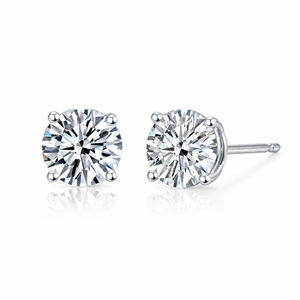 Pendientes de Lujo Clásicos con Cuatro Puntas, Oro Rosa de 18K, Certificado IGI, Color D, Corte Ideal, Diamante Cultivado en Laboratorio con Fijación Segura - Product Image 1