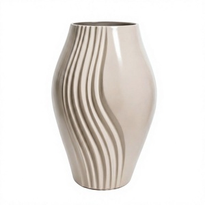 Urna de Aluminio Contemporánea con Textura Ondulada – Urna Funeraria con Acabado Brillante Beige, Urna de Aluminio con Acabado Brillante Taupe Serene Waves - Product Image 1