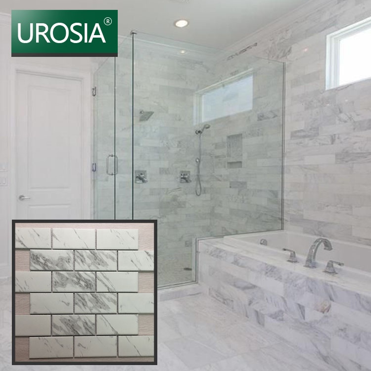 Каррарский белый мраморный вид, керамические каррарские листы, скошенная мозаичная плитка для ванной комнаты, кухни, стены