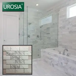 Carrara Đá Cẩm Thạch Trắng Nhìn Gốm Carrara Sheets Vát Tàu Điện Ngầm Gạch Mosaic Cho Phòng Tắm Tường Nhà Bếp