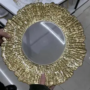Ресторан посуда пластиковые тарелки золото зарядное устройство тарелки для свадьбы