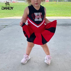Uniformes Cheer personnalisés de haute qualité et bon marché pour jeunes Service OEM <span class=keywords><strong>Tenue</strong></span> de Cheerleading pour enfants avec haut et jupe - Product Image 4