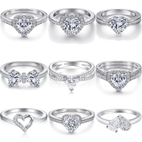 Fournisseur en gros, bague personnalisée en argent sterling 925 plaqué rhodium, cœur romantique en zircone cubique pour femmes, bijoux fins