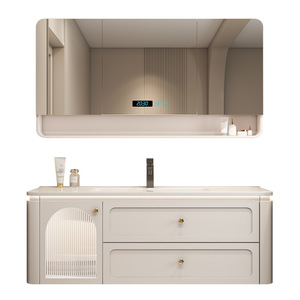 Cream White Wall-Mounted Bathroom <b>Vanity</b> with LED Smart <b>Mirror</b> Soft-Close Storage Drawers - Product Image 5