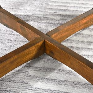 Mesa de Centro Redonda de Madera Maciza de Dos Niveles para Cocina, Estilo Moderno de Mediados de Siglo, Forma de Tambor Montada en la Pared con Patas Cruzadas - Product Image 6