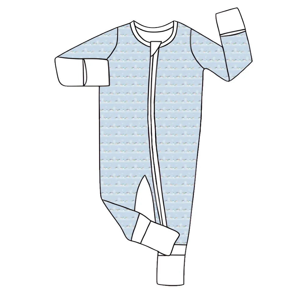 Sublimación Blank Baby Zip Up Romper Pijama de bambú Jumper Body Suit Baby Girl Sleeves Onesie