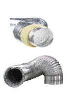 Conduit d'air flexible en aluminium non isolé pour CVC, double couche, rond, conduit flexible isolé