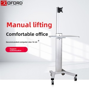 <span class=keywords><strong>Chariot</strong></span> mobile pour écran d'ordinateur de table ronde pour médecin, support en acier pour écrans de 10 à 24,1 pouces, livraison directe - Product Image 2