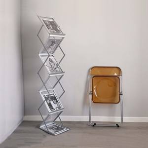 Estante de literatura A4 plegable portátil Acrílico Aluminio Tradeshow Revistero Catálogo Soporte Estante Exhibición Cartón Promociones - Product Image 1