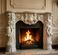 Cheminée en marbre de style européen pour usage intérieur/extérieur, personnalisable pour la maison, le jardin, l'hôtel, le parc, durable et écologique