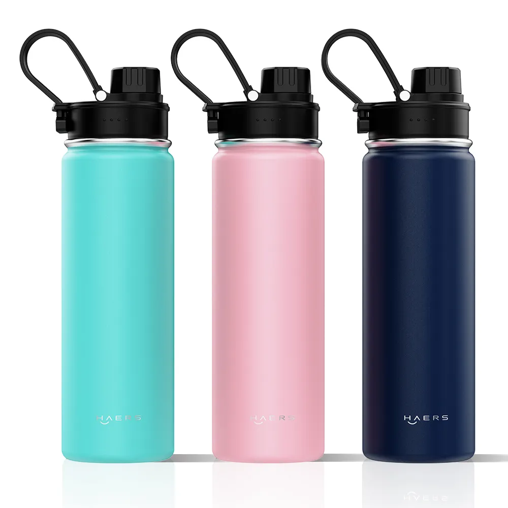 Bouteille d'eau de sport isolée à double paroi et à large ouverture avec logo personnalisé Bouteille d'eau en acier inoxydable de 24oz 32oz 40oz avec couvercles