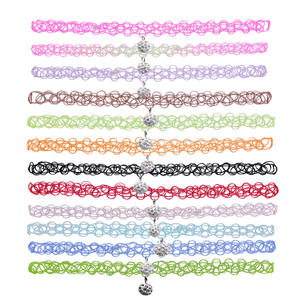 Mode Européenne Femmes Doux <span class=keywords><strong>Tatouage</strong></span> Coloré Ligne De Pêche Collier Élastique <span class=keywords><strong>Cou</strong></span> Chaîne 12pcs En Gros N25155 - Product Image 2