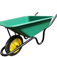 Brouette robuste WB3800 avec bac en polyéthylène de 65L-80L, chariot de jardin à roue unique pour la construction et l'agriculture