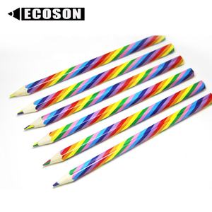 Pensil Multi Warna, Heksagonal Pensil Warna Air Jumbo Pensil Kayu 4 Warna Dalam 1 Timah Pensil Warna Pelangi Jumbo - Product Image 2