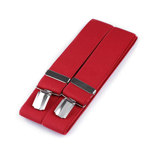 Dây Đeo Quần Nam Hình Chữ <span class=keywords><strong>X</strong></span> Rộng 2 Inch Logo Tùy Chỉnh Bộ Dây Treo Và Nơ Bướm Đám Cưới Màu Đỏ Cho Nam Có Bốn Kẹp - Product Image 1