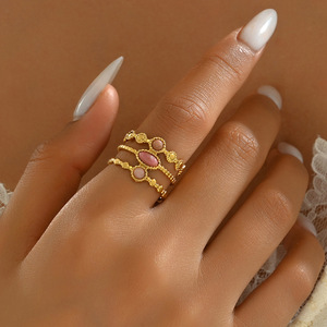 Geometric Women's <b>Ring</b> With Gemstone Setting U Shaped <b>Open</b> Design For Gift - Product Image 2