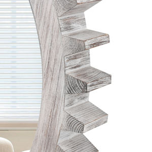 <span class=keywords><strong>Espejo</strong></span> Decorativo Redondo de Madera <span class=keywords><strong>para</strong></span> <span class=keywords><strong>Colgar</strong></span> en la Pared de 26'' x 26'', con Forma de Engranaje, <span class=keywords><strong>para</strong></span> Baño, Sala de Estar, Entrada (Blanco Antiguo Desgastado) - Product Image 3