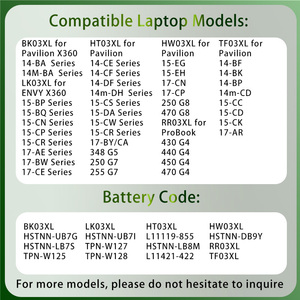 Batería para Portátil <span class=keywords><strong>BK03XL</strong></span> HT03XL HW03XL TF03XL LK03XL RR03XL para HP Pavilion 14-BA 15-CS 17-BY ProBook 450 G5 ENVY 15-BP Series - Product Image 2