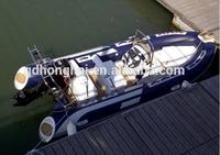 Nouveau bateau pneumatique en fibre de verre gris clair de 4,8 m pour les sports nautiques, fabriqué en Chine avec console centrale et barre de protection