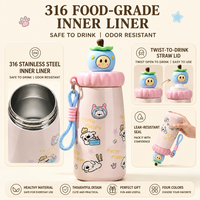 Bouteille d'eau isotherme à double paroi sous vide pour enfants, avec logo personnalisé, motif dessin animé mignon, avec corde, vente en gros