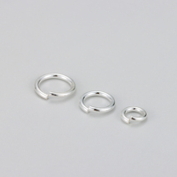 Cincin Perak Sterling 925 Bulat Terbuka Model Split Ring Ukuran Beragam untuk Aksesoris Perhiasan Pembuatan DIY Grosir Kustom