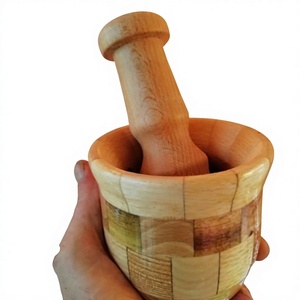 Ensemble mortier et pilon en bois fait main, capacité 300 ml, qualité supérieure, pour herbes, épices, ail, poivre, gingembre, outil durable pour aliments et herbes - Product Image 4