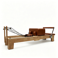 MJD M101A Reformer de Pilates en Bois avec Boîte en Bois - Machine d'Entraînement Portable, Écologique et Réglable pour la Maison