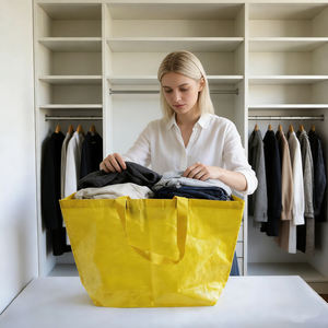 Sac fourre-tout en résine PLA laminée, durable, pliable, avec fermeture auto-agrippante, couleurs personnalisées, vente en gros - Product Image 6