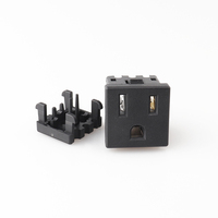 Prise NEMA 10A en laiton, cuivre et nylon avec connecteurs femelles à 3 broches pour montage sur panneau, 1 prise AC PDU 110-250V CCC/CE/TUV Noir