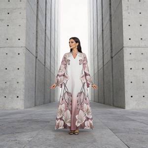 Robe Abaya élégante en polyester imprimé de haute qualité, sur mesure pour les occasions spéciales, pour femmes musulmanes, fabricant en gros - Product Image 3