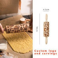 Rouleau à pâtisserie de Noël gravé en 3D, motif arbre, en bois, écologique, outil de cuisson pour les fêtes, vente en gros