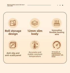 Plaque chauffante électrique portable en silicone pliable, tapis chauffant pour aliments de cuisine avec contrôle <span class=keywords><strong>tactile</strong></span> de la température - Product Image 6