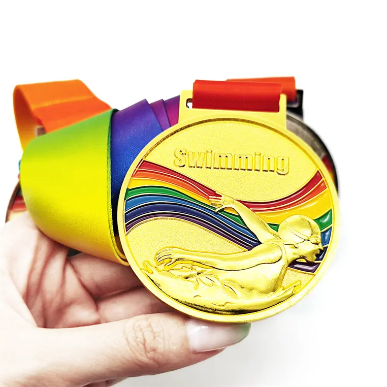 Médailles personnalisées pas chères Médaillons de course à pied Marathon de natation Médaille en métal