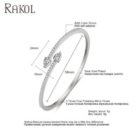 Gelang Manset RAKOL BP2192 CZ yang Dapat Disesuaikan, Berlapis Emas Asli, Tembaga, Model Ular