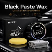 Kit de cire à appliquer pour voiture noire, pour l'amélioration de la brillance des peintures foncées, avec tampon applicateur, serviette en microfibre et boîte de vente au détail