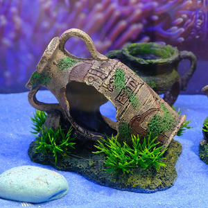 アンティークヴィンテージ樹脂水族館装飾環境にやさしいプラスチック製魚タンクエビの洞窟カメ隠れ家造園装飾用 - Product Image 4