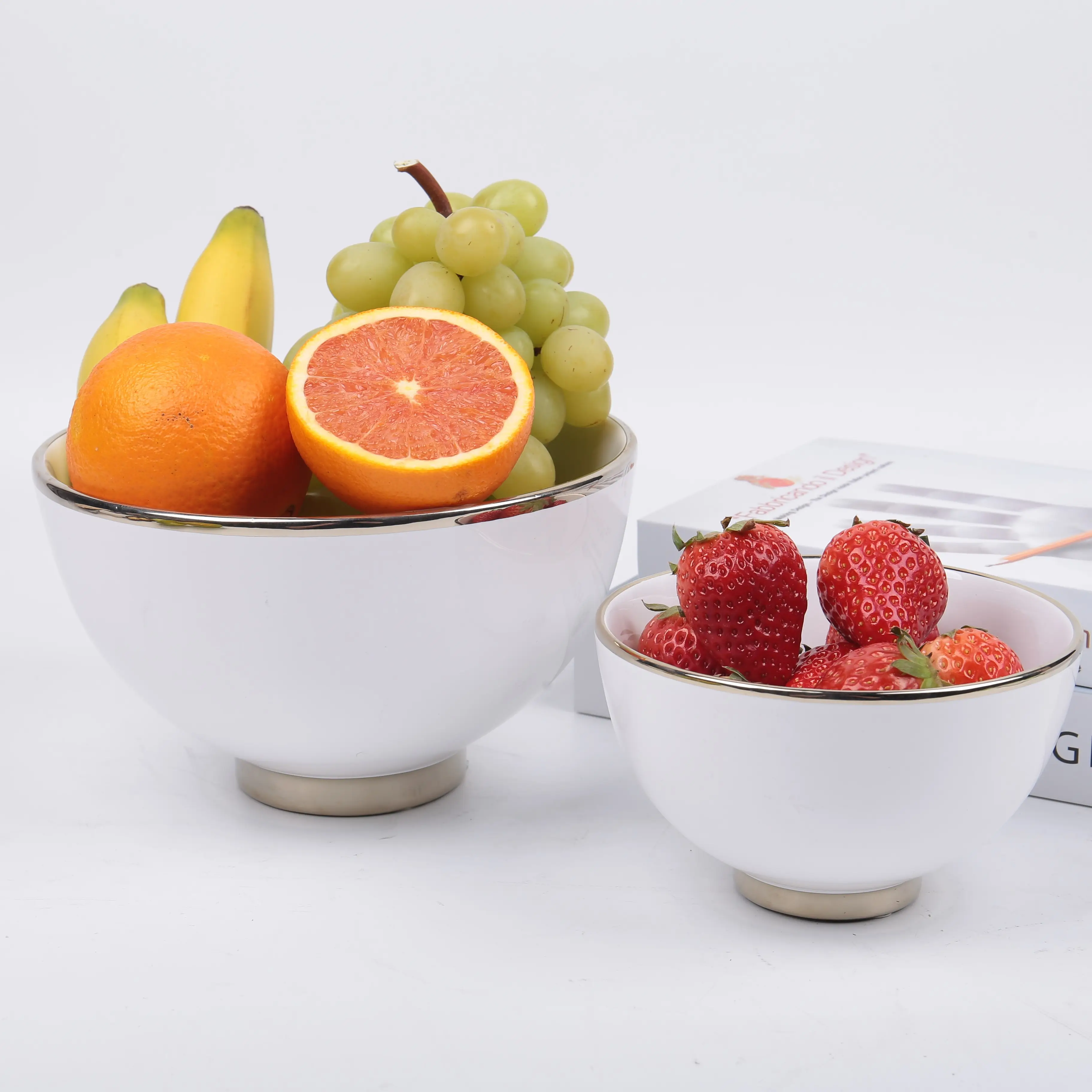 Hotel home all'ingrosso personalizzato semplice ceramica frutas piccola porcellana bianca insalata frutta ciotola per cucina