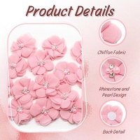 Promo Panas 20pcs 5.5cm Bunga Mutiara Rhinestone Chiffon untuk Jahit, Aksesoris DIY Bando, Sepatu, Topi