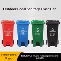 Poubelle à pédale en plastique écologique de 120 litres avec couvercle roulant pour usage intérieur/extérieur