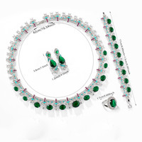 Ensemble de bijoux de mariée SLBRIDAL avec cristaux étincelants en zircon cubique, collier, boucles d'oreilles, bagues et bracelet pour femmes