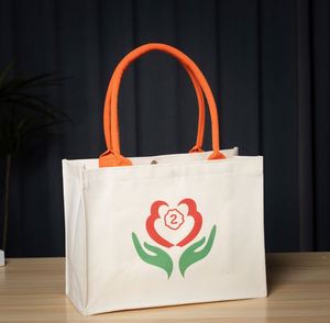 Custom Logo Eco-friendly Reusable <b>Canvas</b> Tote <b>Bag</b> with <b>Large</b> Capacity Splicing Design and Customized Color Options - Product Image 1