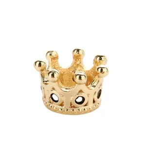 King crown bracelete com pingentes, conector para bracelete de contas soltas, cores mistas, latão, micro pave, miçangas diy