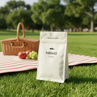 Sac à fond plat blanc mat avec fermeture éclair, pochette en plastique de qualité alimentaire, emballage pour la conservation des parfums, pochette pour grains de café, paquet de 500 g