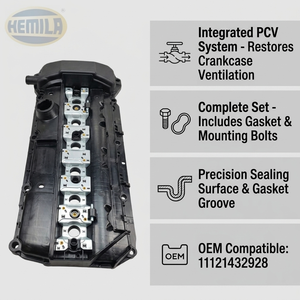HEMILA Ricambi Auto 11121432928 Coperchio Valvole Motore in Plastica Adatto per BMW E36/E38/E39/E46 (Motori M52/M54) - Product Image 3